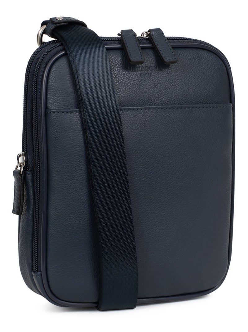 Sacoche  Cuir CONFORT Bleu marine - Kiabi