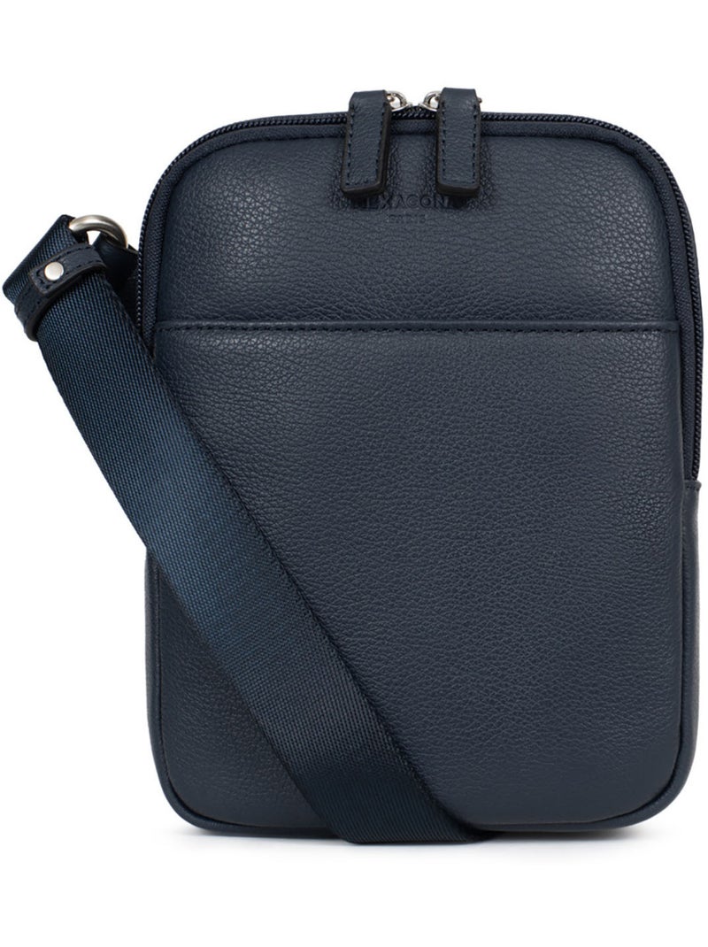 Sacoche  Cuir CONFORT Bleu marine - Kiabi