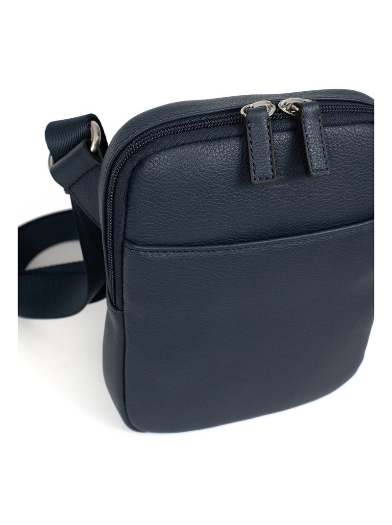 Sacoche  Cuir CONFORT Bleu marine - Kiabi