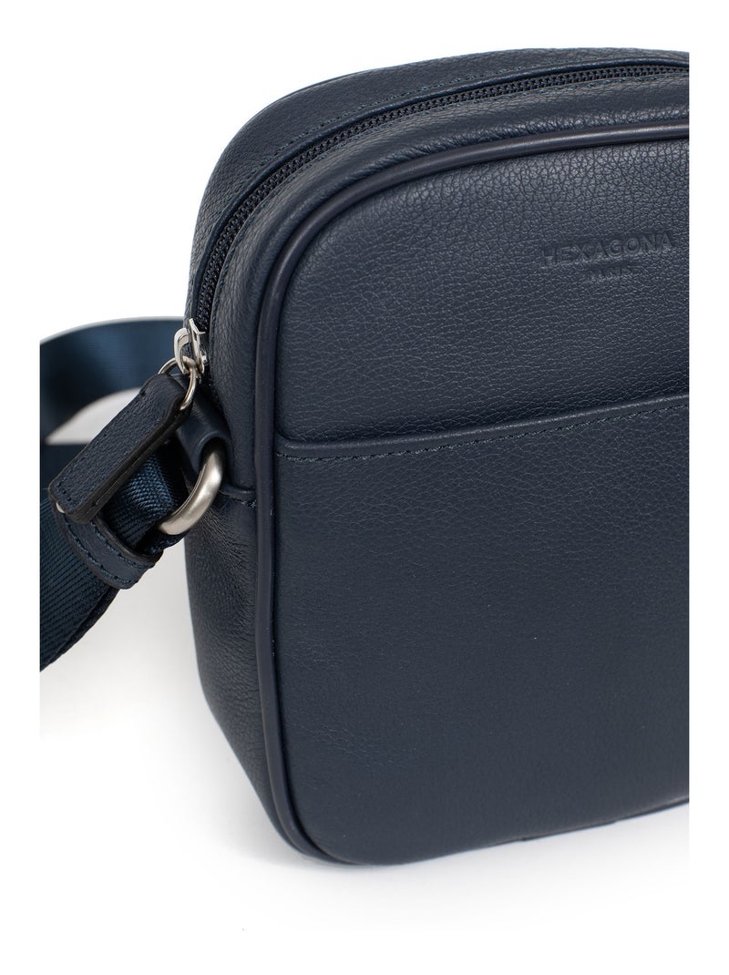 Sacoche  Cuir CONFORT Bleu marine - Kiabi