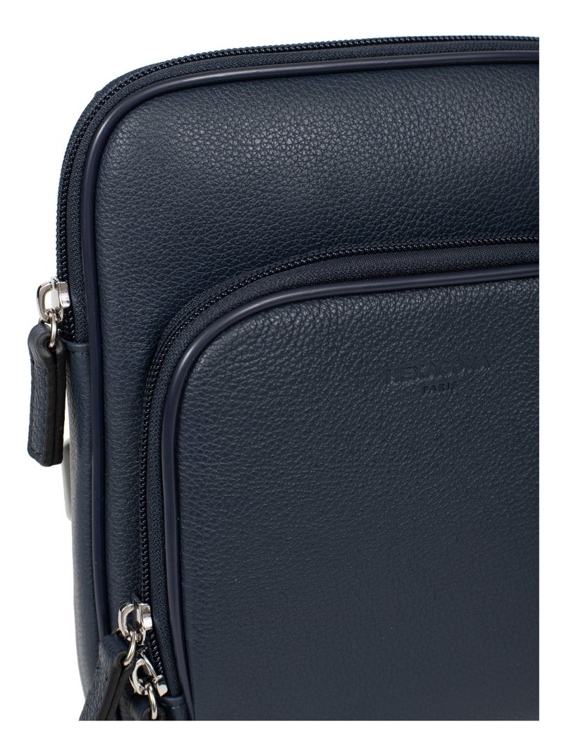 Sacoche  Cuir CONFORT Bleu marine - Kiabi