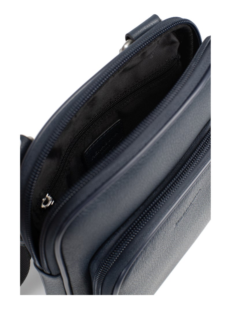 Sacoche  Cuir CONFORT Bleu marine - Kiabi