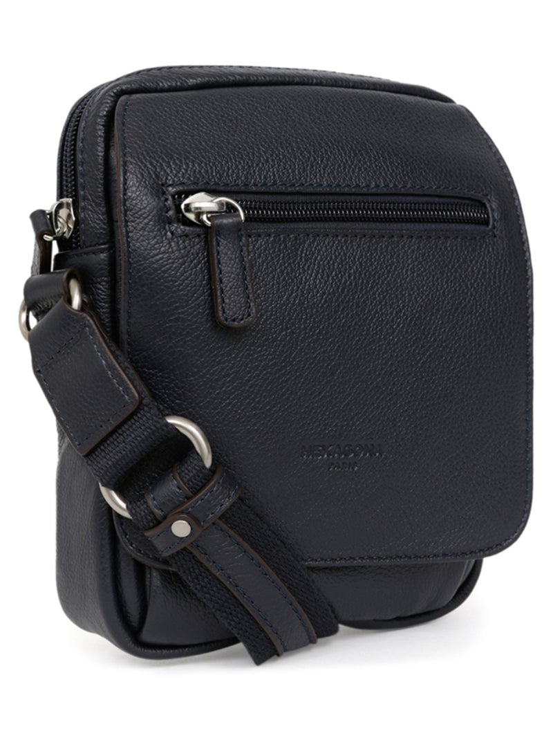 Sacoche  Cuir CONFORT Bleu marine - Kiabi