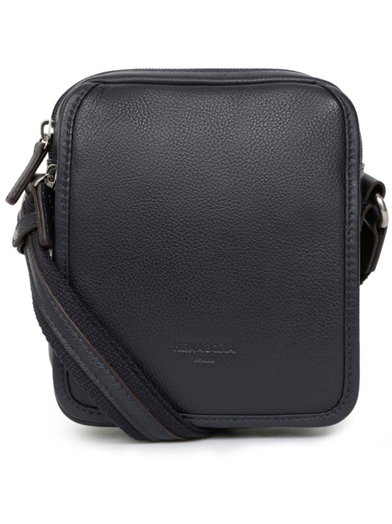 Sacoche  Cuir CONFORT Bleu marine - Kiabi