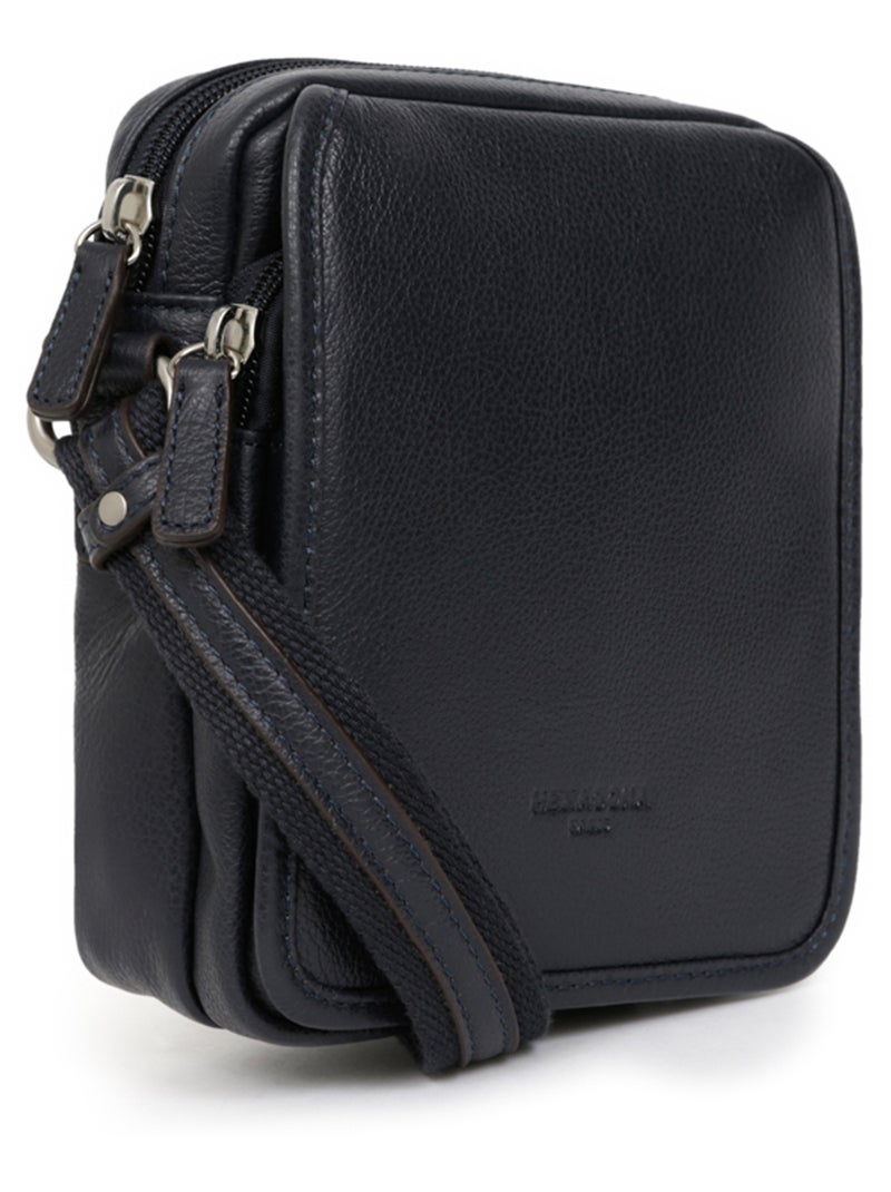 Sacoche  cuir confort hexagona Bleu marine - Kiabi