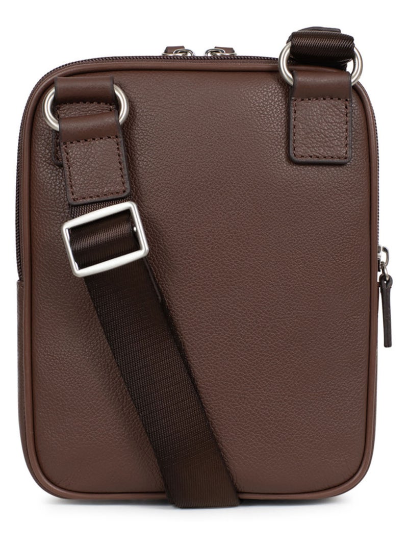 Sacoche  cuir confort hexagona Marron chocolat - Kiabi