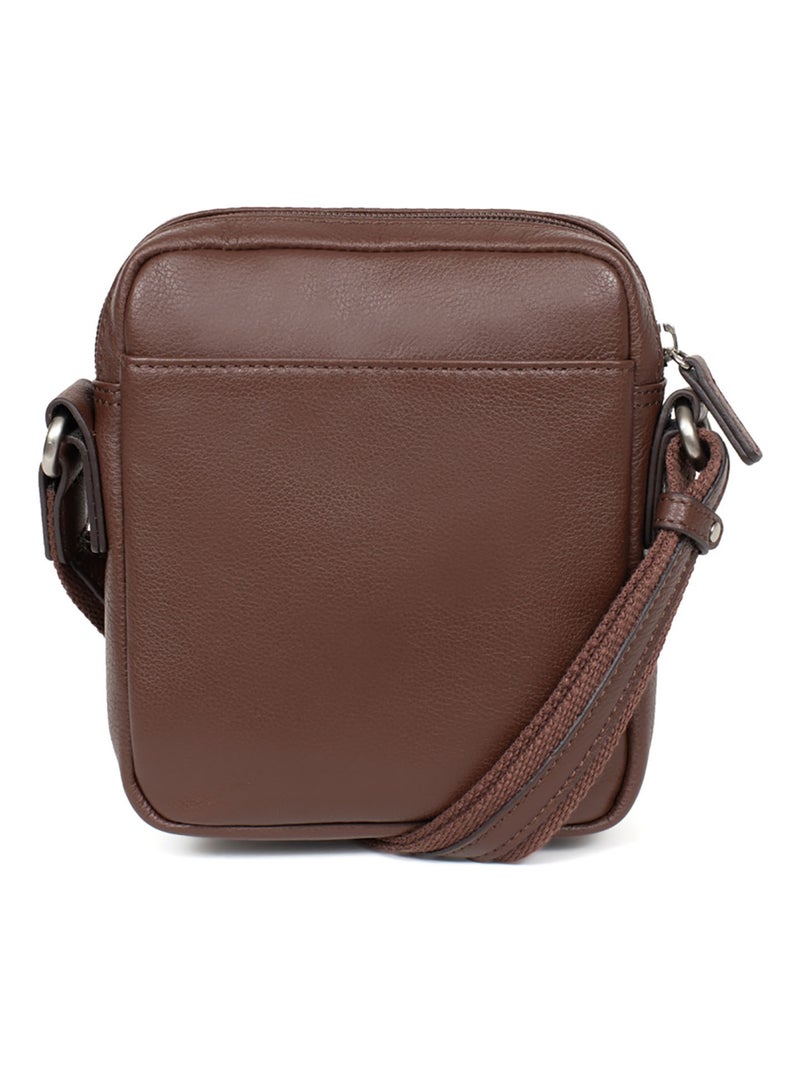 Sacoche  cuir confort hexagona Marron chocolat - Kiabi