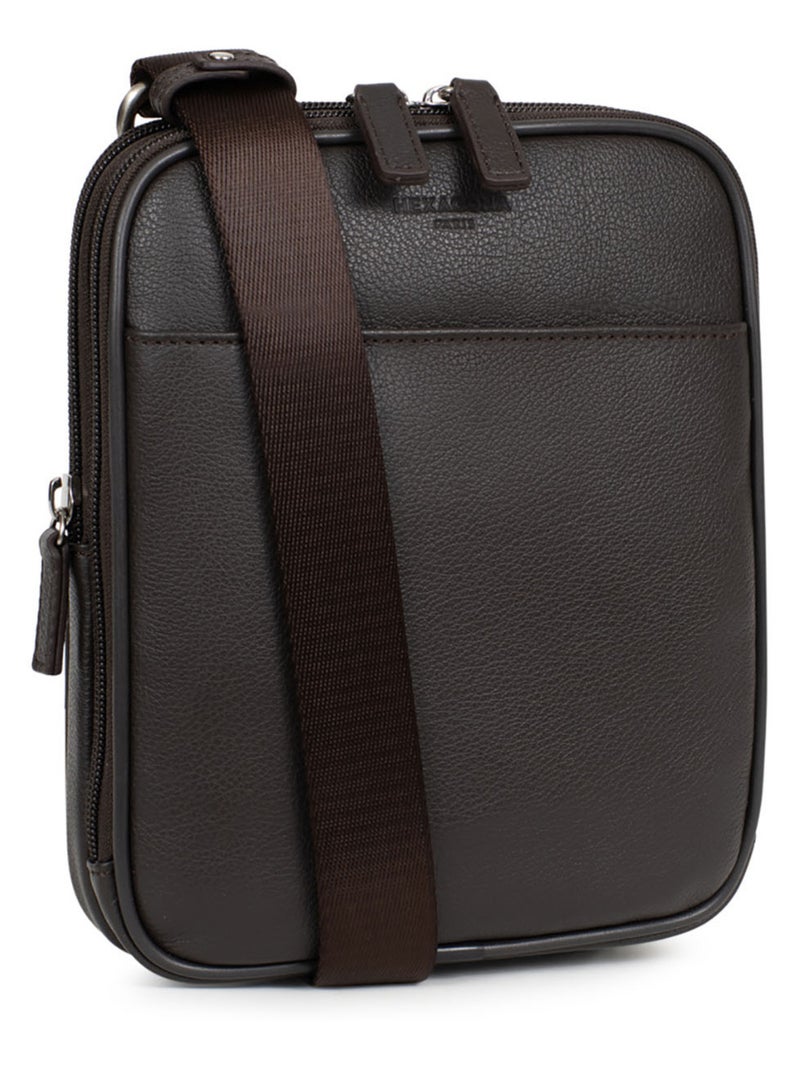 Sacoche  cuir confort hexagona Marron foncé - Kiabi