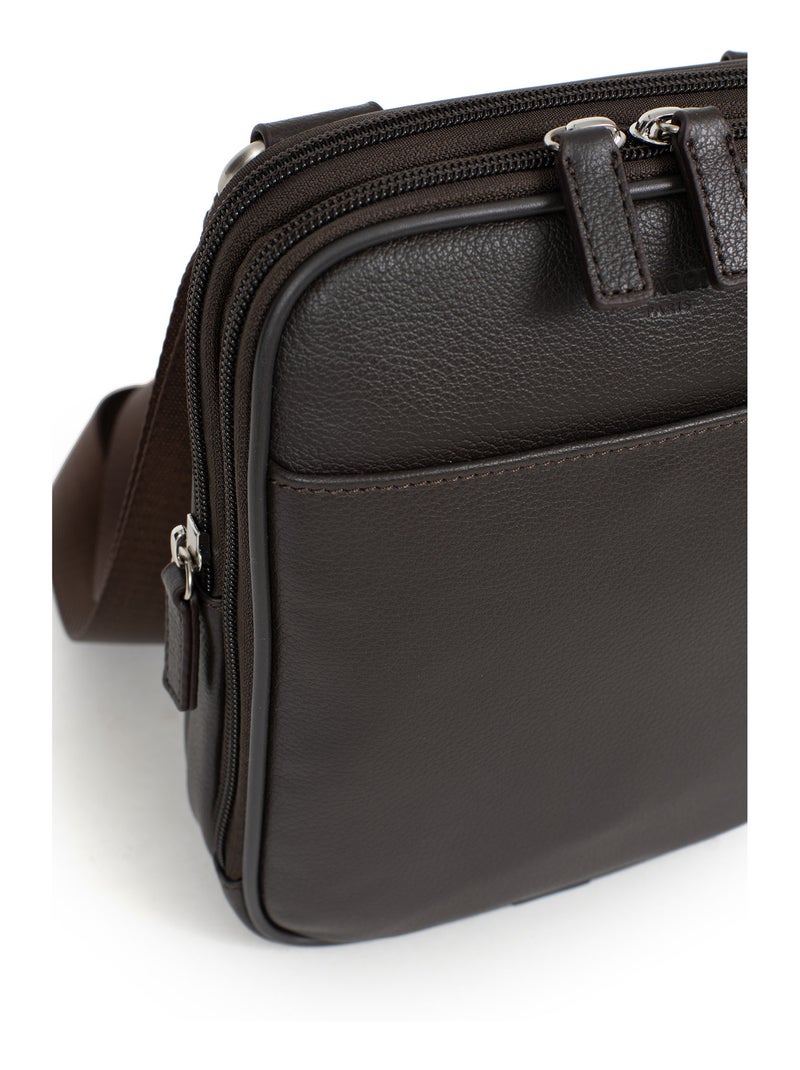 Sacoche  cuir confort hexagona Marron foncé - Kiabi