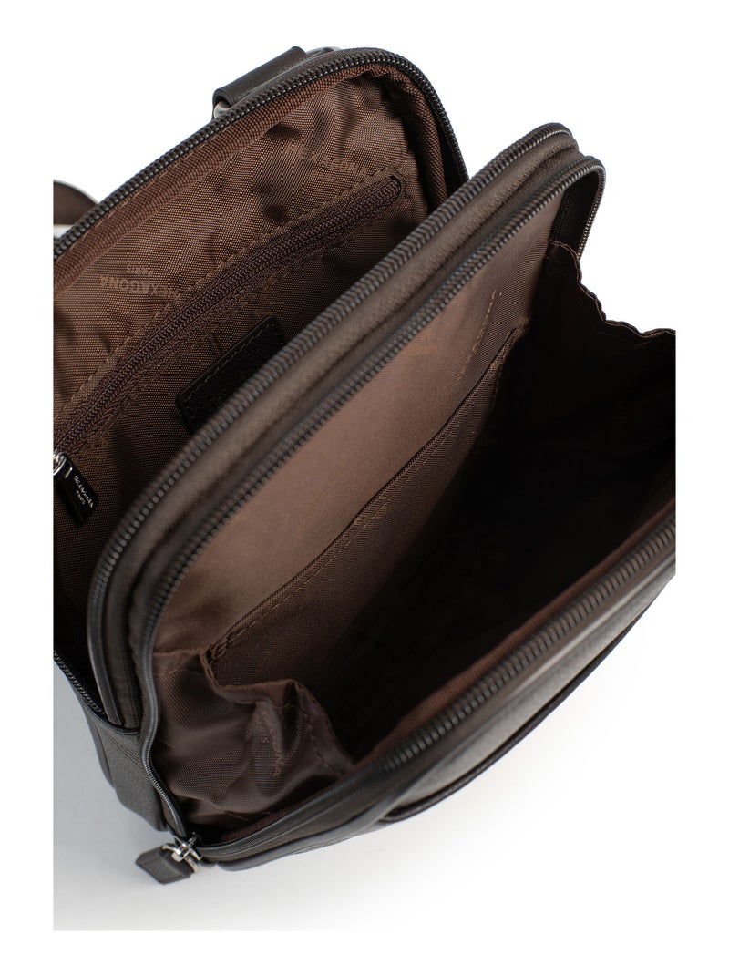 Sacoche  cuir confort hexagona Marron foncé - Kiabi