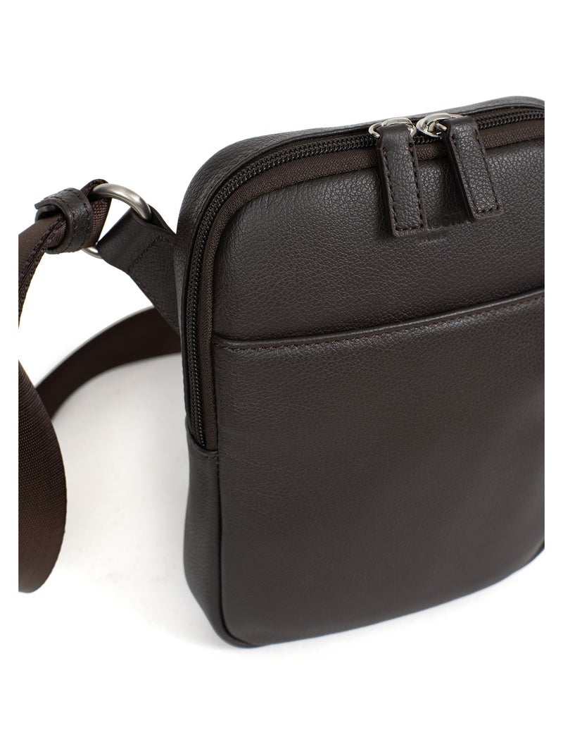 Sacoche  cuir confort hexagona Marron foncé - Kiabi