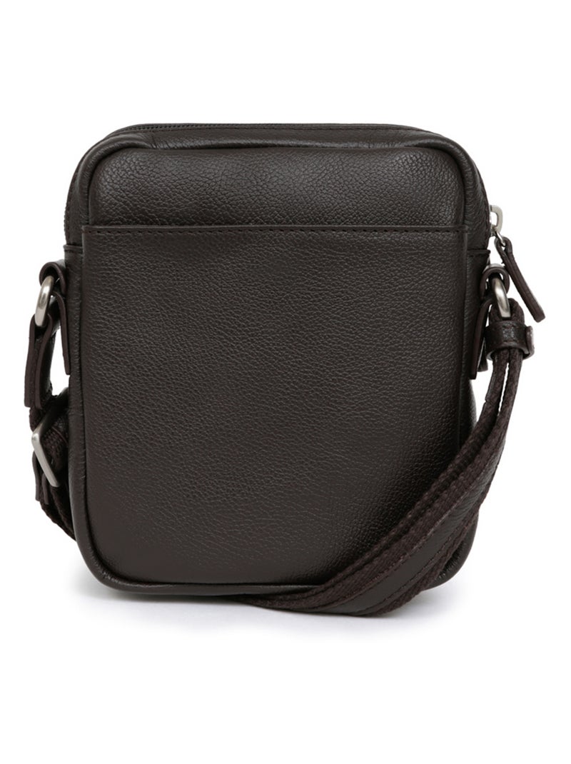 Sacoche  cuir confort hexagona Marron foncé - Kiabi