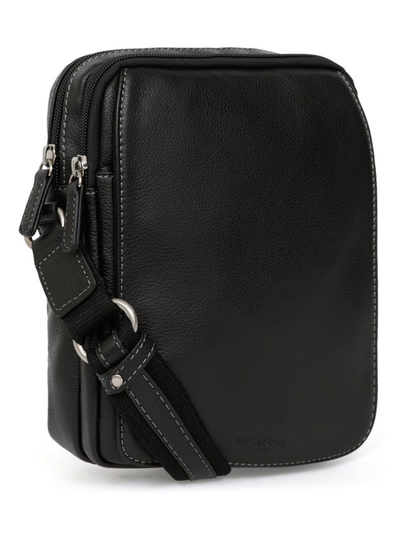 Sacoche  cuir confort hexagona Noir - Kiabi