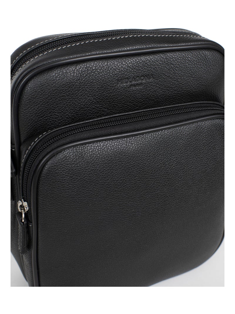Sacoche  cuir confort hexagona Noir - Kiabi
