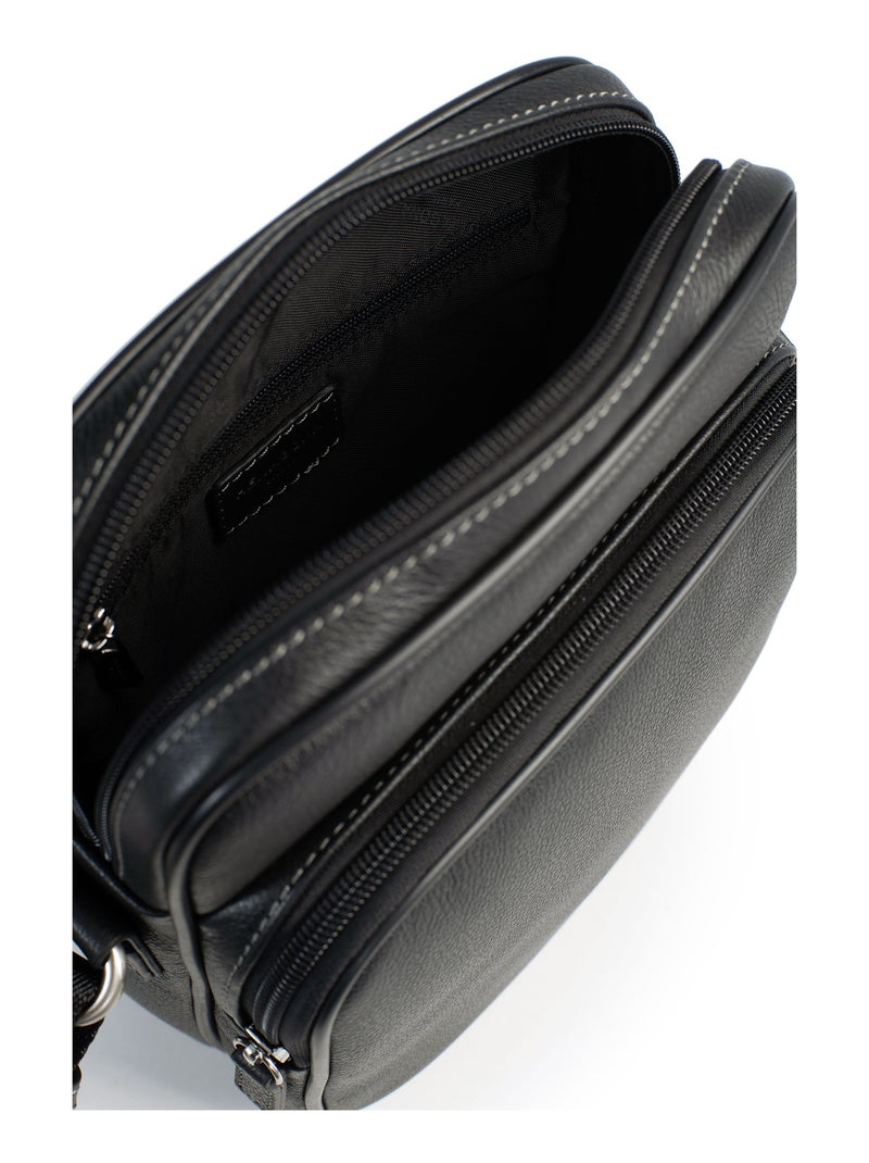 Sacoche  cuir confort hexagona Noir - Kiabi