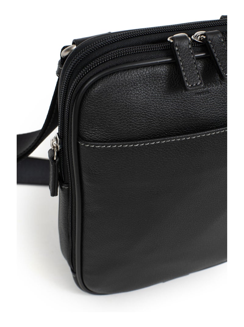 Sacoche  cuir confort hexagona Noir - Kiabi