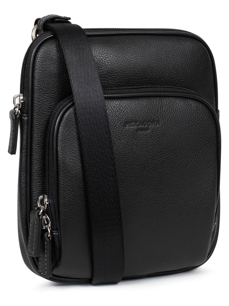 Sacoche  cuir confort hexagona Noir - Kiabi