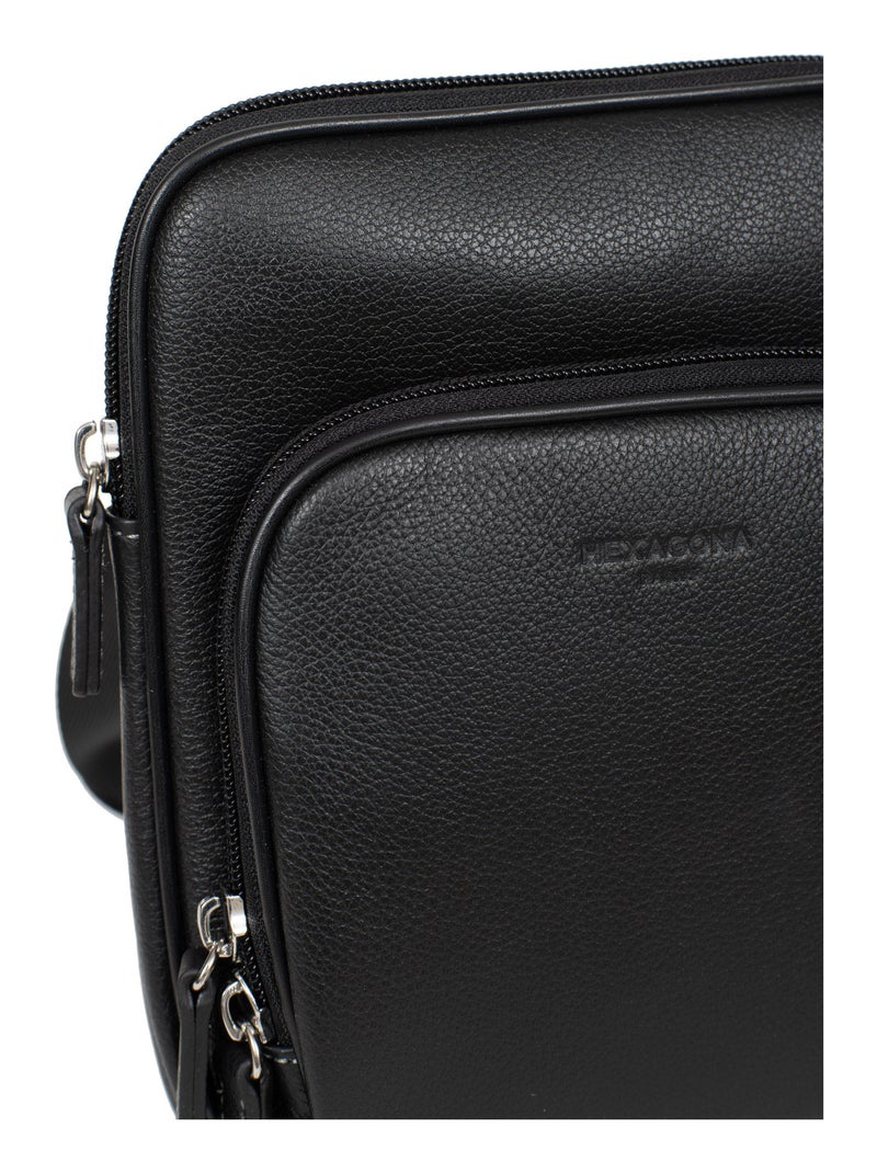 Sacoche  cuir confort hexagona Noir - Kiabi