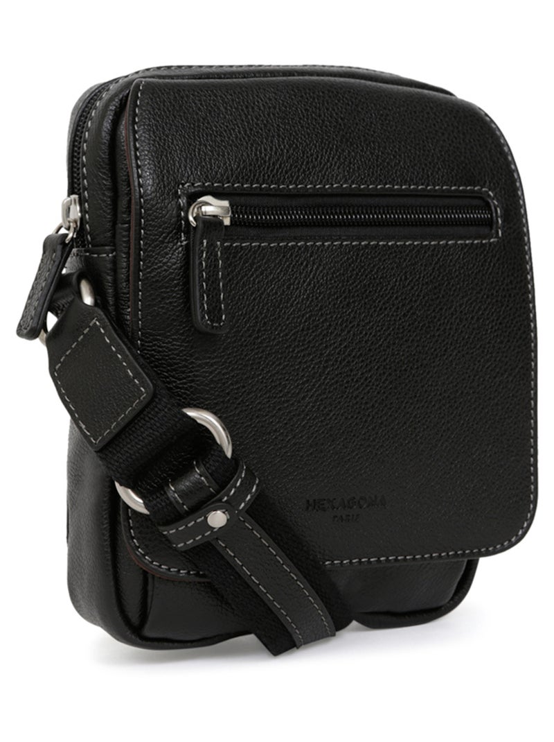 Sacoche  cuir confort hexagona Noir - Kiabi