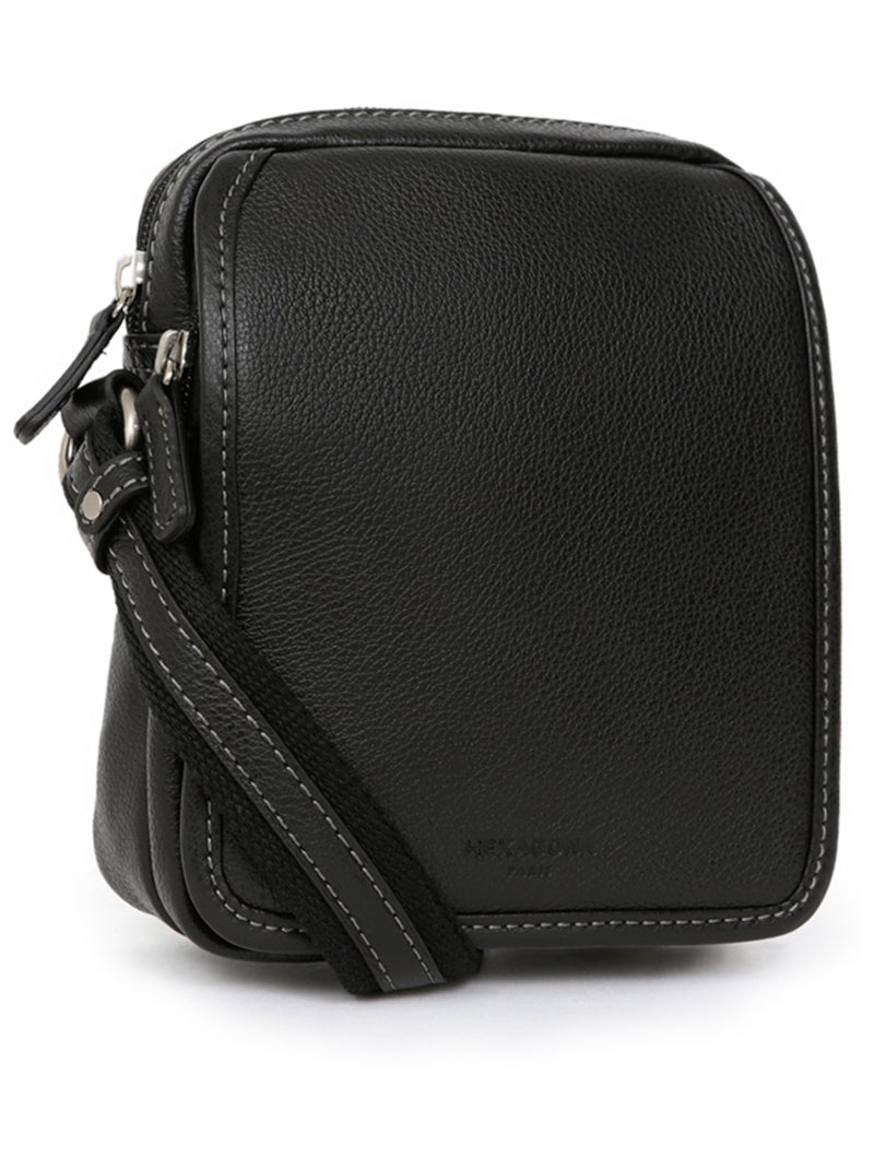 Sacoche  cuir confort hexagona Noir - Kiabi