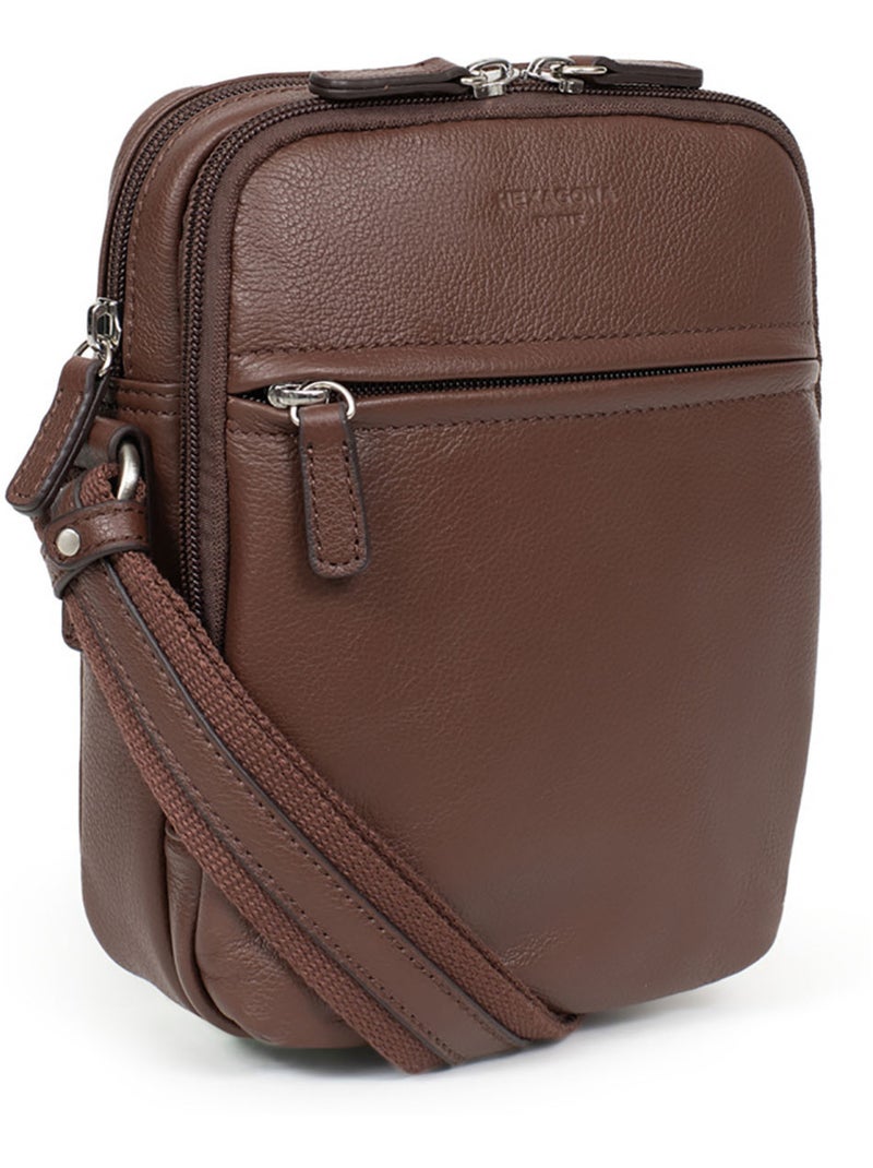 Sacoche  Cuir CONFORT Marron chocolat - Kiabi