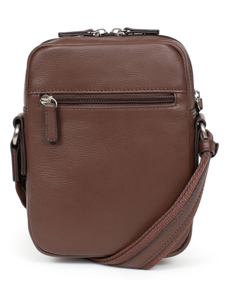 Sacoche  Cuir CONFORT Marron chocolat - Kiabi