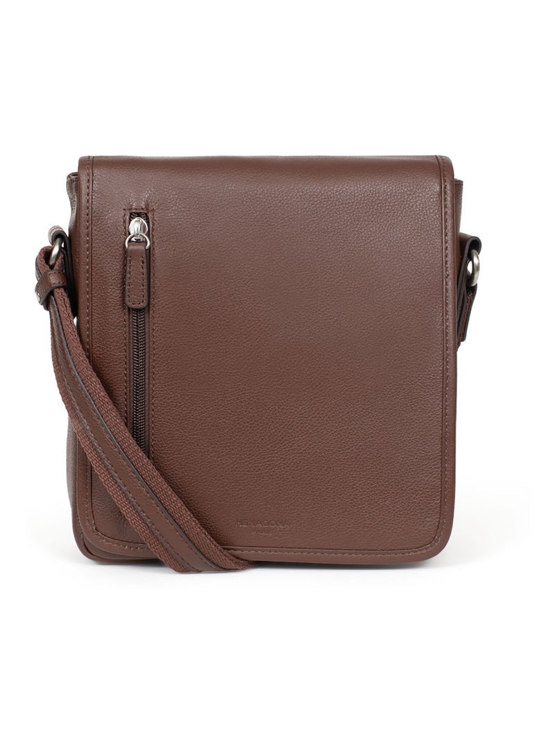 Sacoche  Cuir CONFORT Marron chocolat - Kiabi