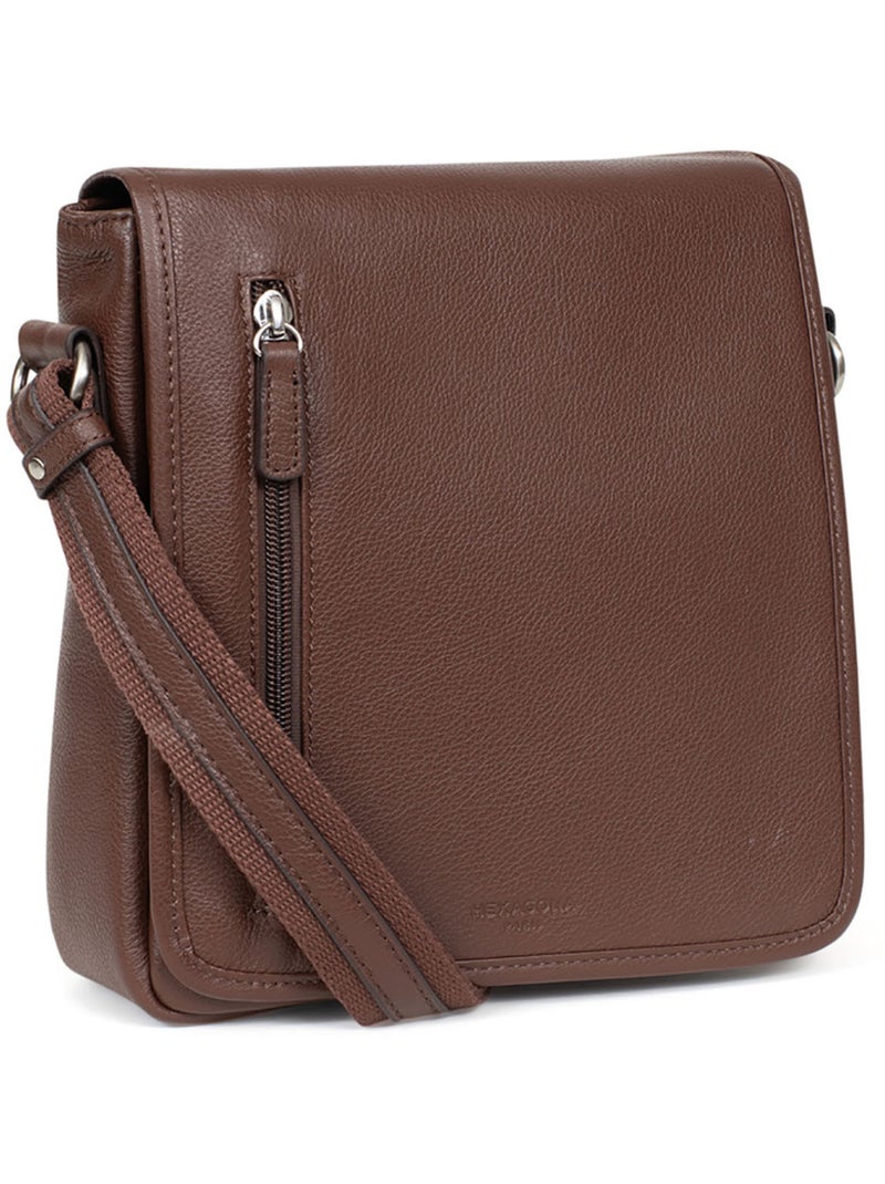 Sacoche  Cuir CONFORT Marron chocolat - Kiabi