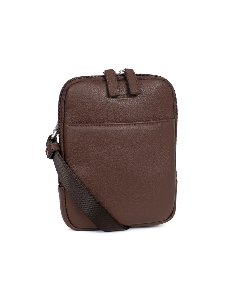 Sacoche  Cuir CONFORT Marron chocolat - Kiabi