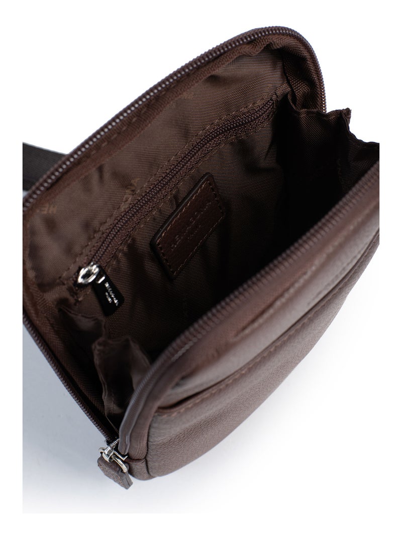 Sacoche  Cuir CONFORT Marron chocolat - Kiabi