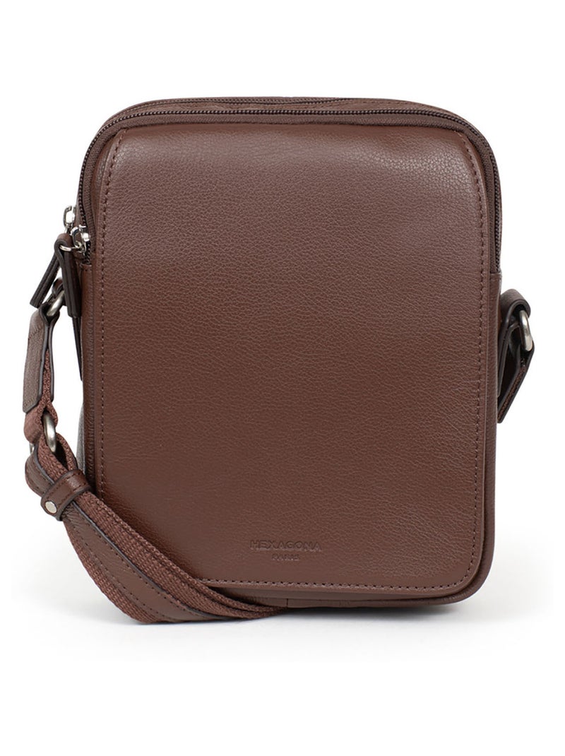 Sacoche  Cuir CONFORT Marron chocolat - Kiabi