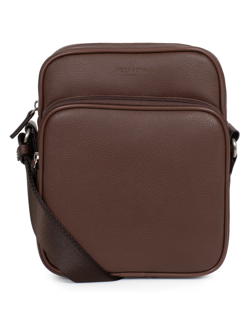 Sacoche  Cuir CONFORT Marron chocolat - Kiabi