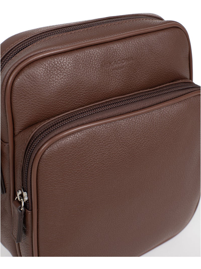 Sacoche  Cuir CONFORT Marron chocolat - Kiabi