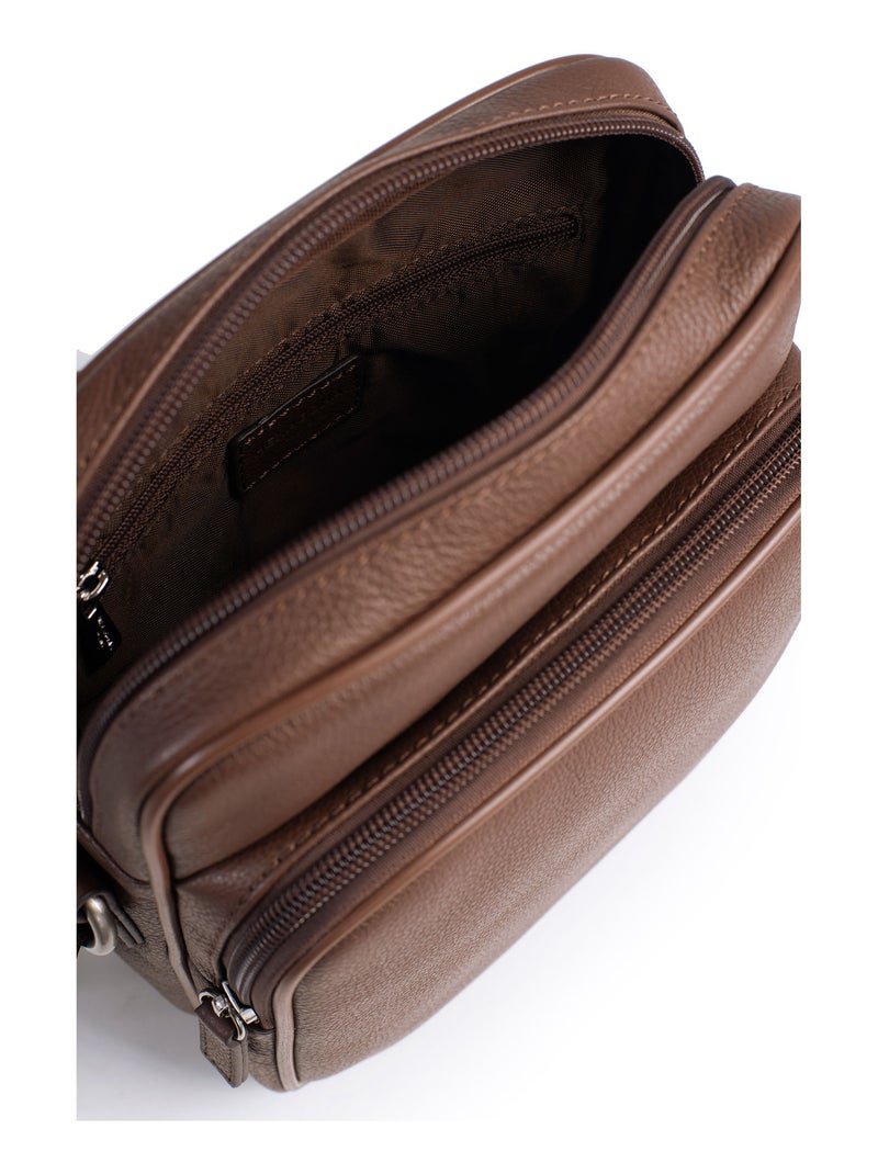 Sacoche  Cuir CONFORT Marron chocolat - Kiabi