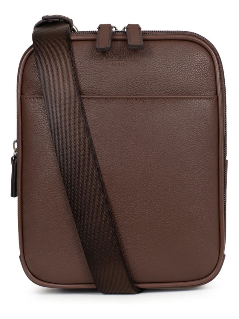 Sacoche  Cuir CONFORT Marron chocolat - Kiabi