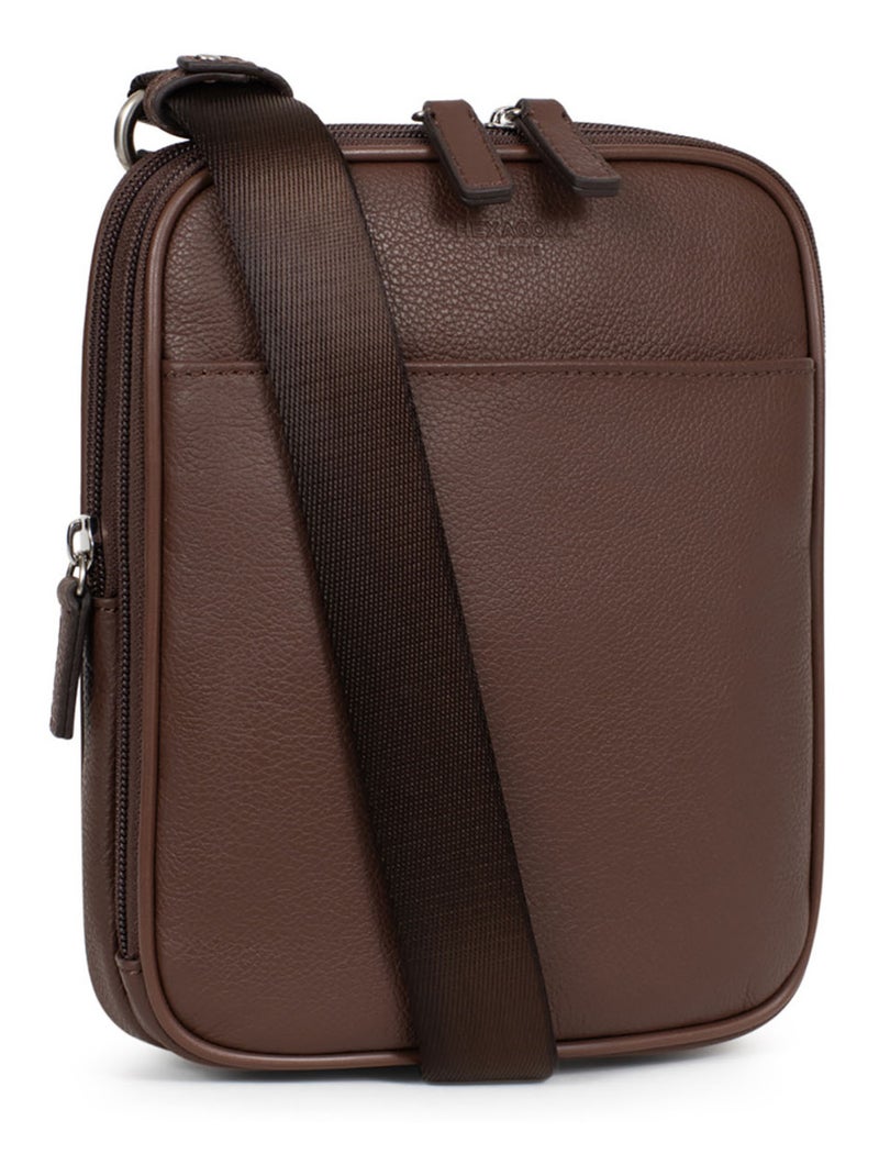 Sacoche  Cuir CONFORT Marron chocolat - Kiabi