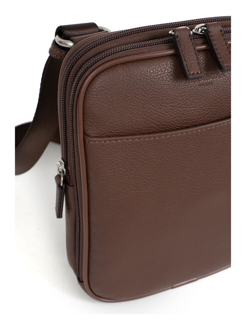 Sacoche  Cuir CONFORT Marron chocolat - Kiabi