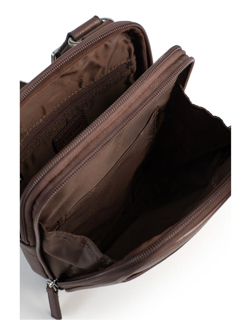 Sacoche  Cuir CONFORT Marron chocolat - Kiabi