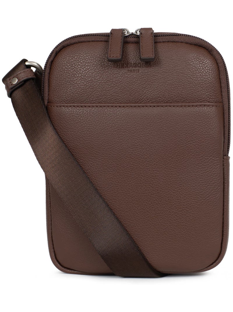 Sacoche  Cuir CONFORT Marron chocolat - Kiabi