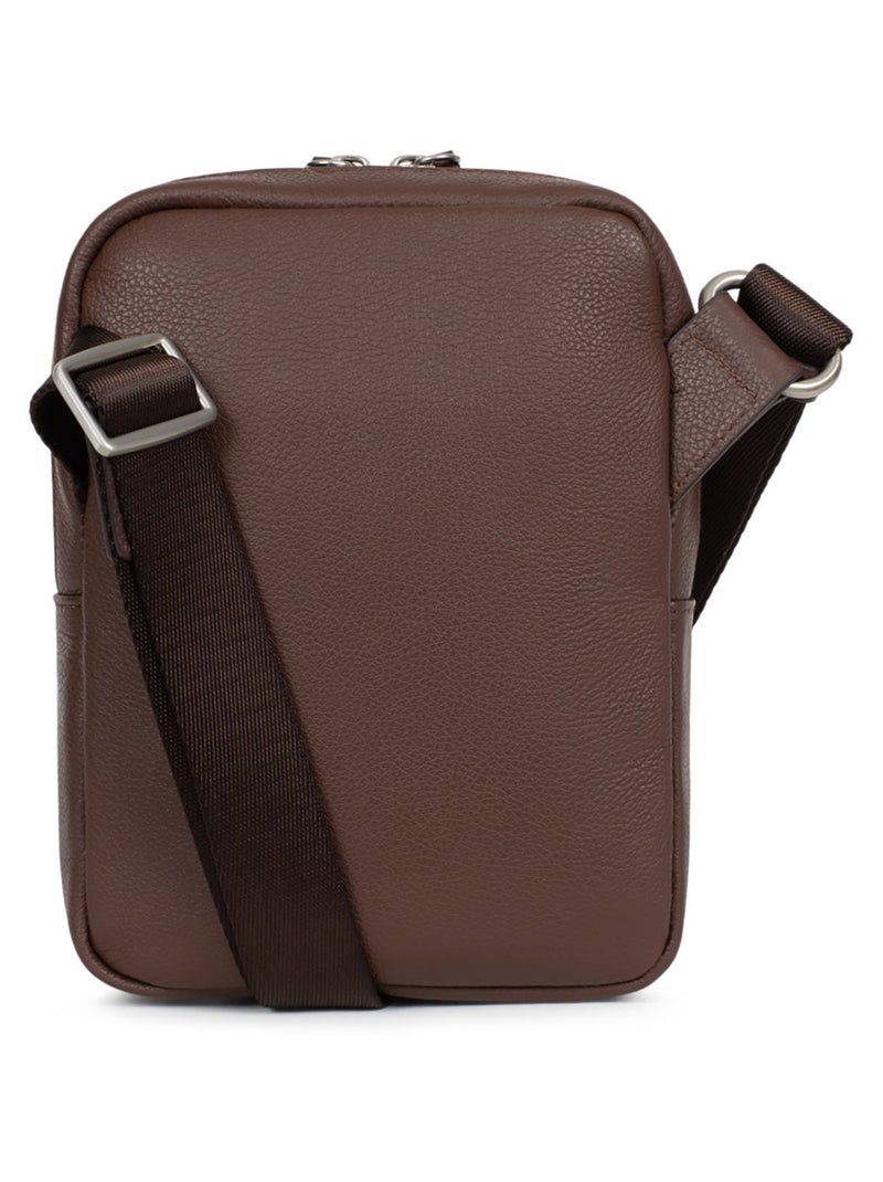 Sacoche  Cuir CONFORT Marron chocolat - Kiabi