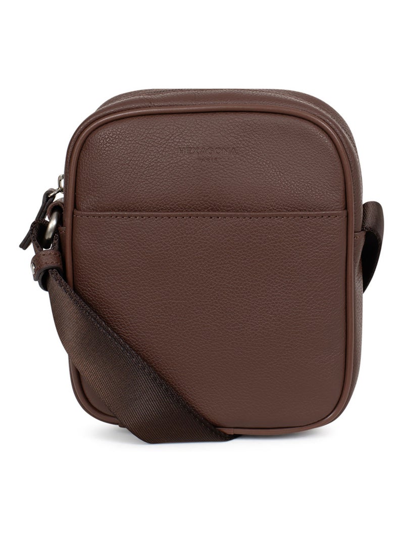 Sacoche  Cuir CONFORT Marron chocolat - Kiabi