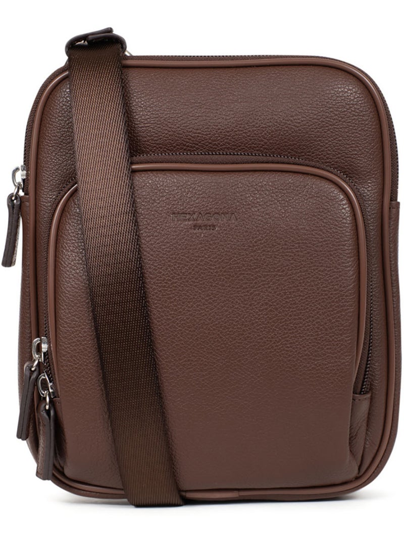 Sacoche  Cuir CONFORT Marron chocolat - Kiabi