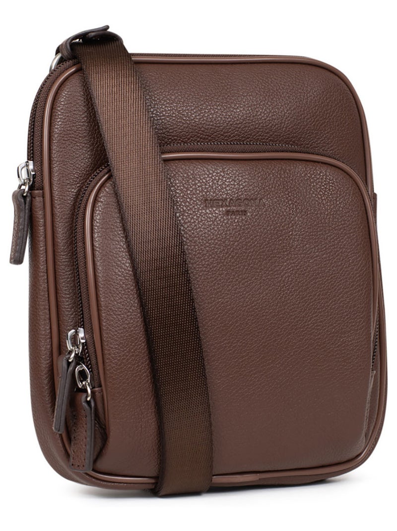 Sacoche  Cuir CONFORT Marron chocolat - Kiabi
