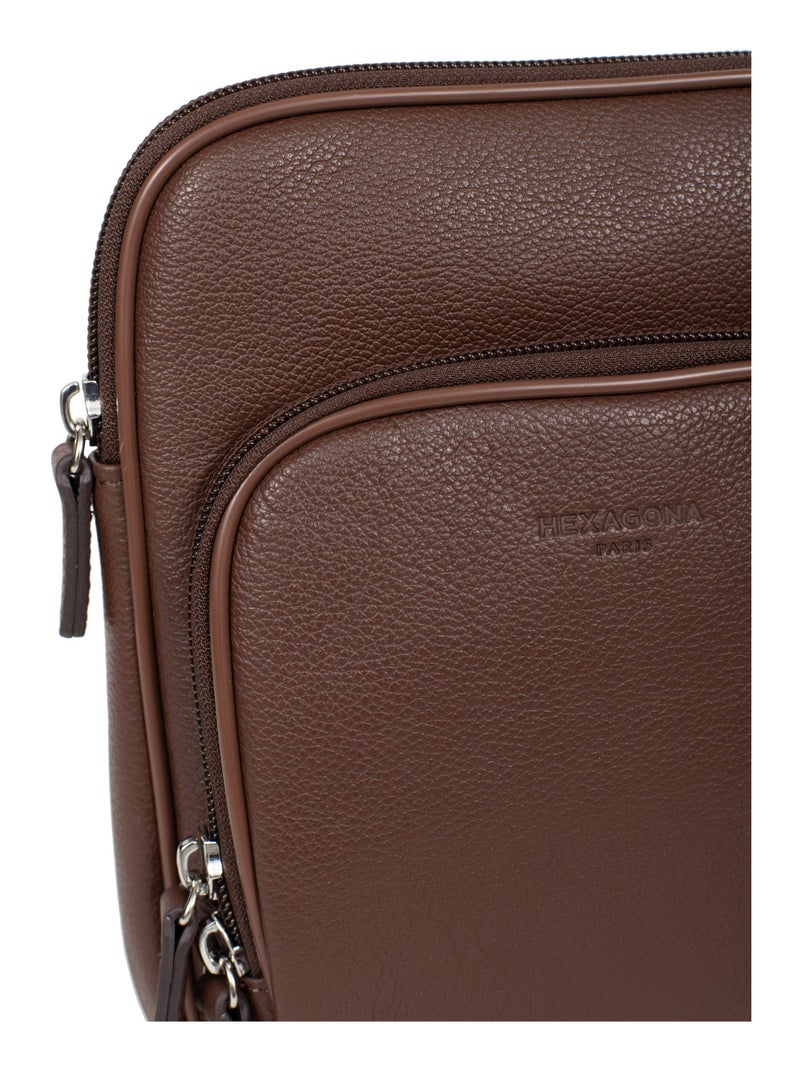 Sacoche  Cuir CONFORT Marron chocolat - Kiabi