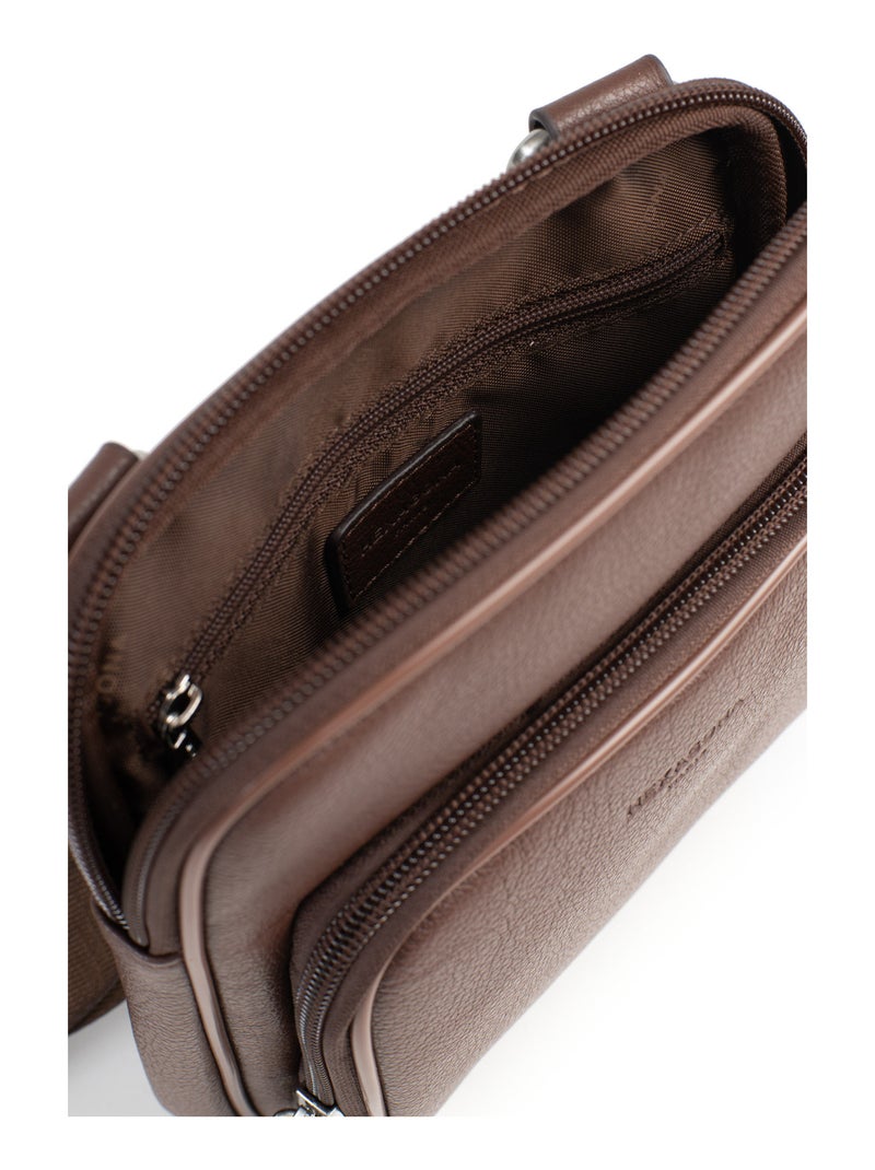 Sacoche  Cuir CONFORT Marron chocolat - Kiabi
