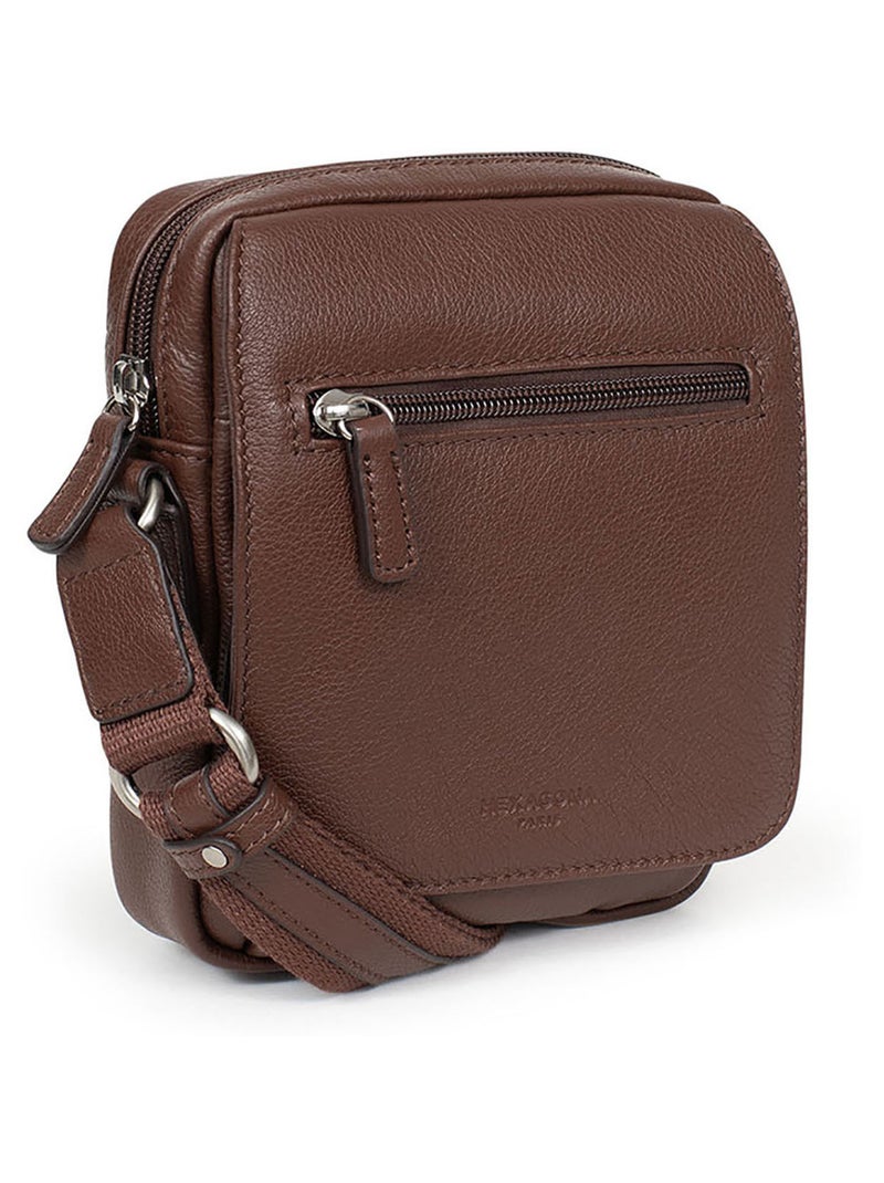 Sacoche  Cuir CONFORT Marron chocolat - Kiabi