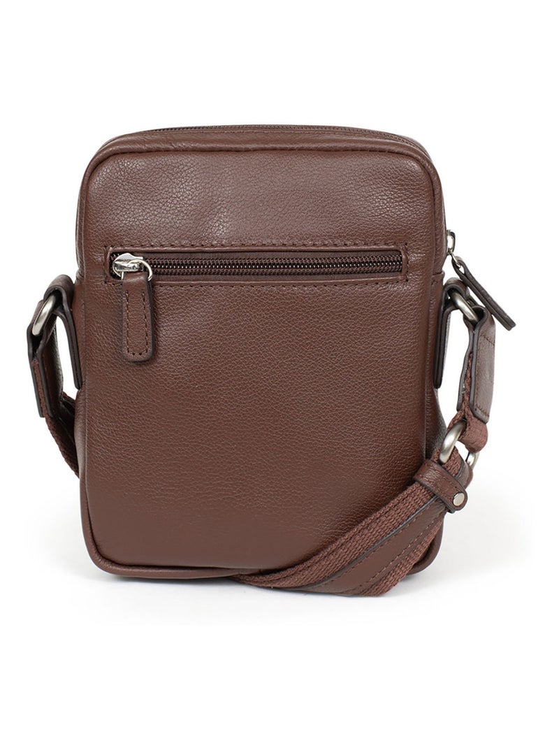 Sacoche  Cuir CONFORT Marron chocolat - Kiabi