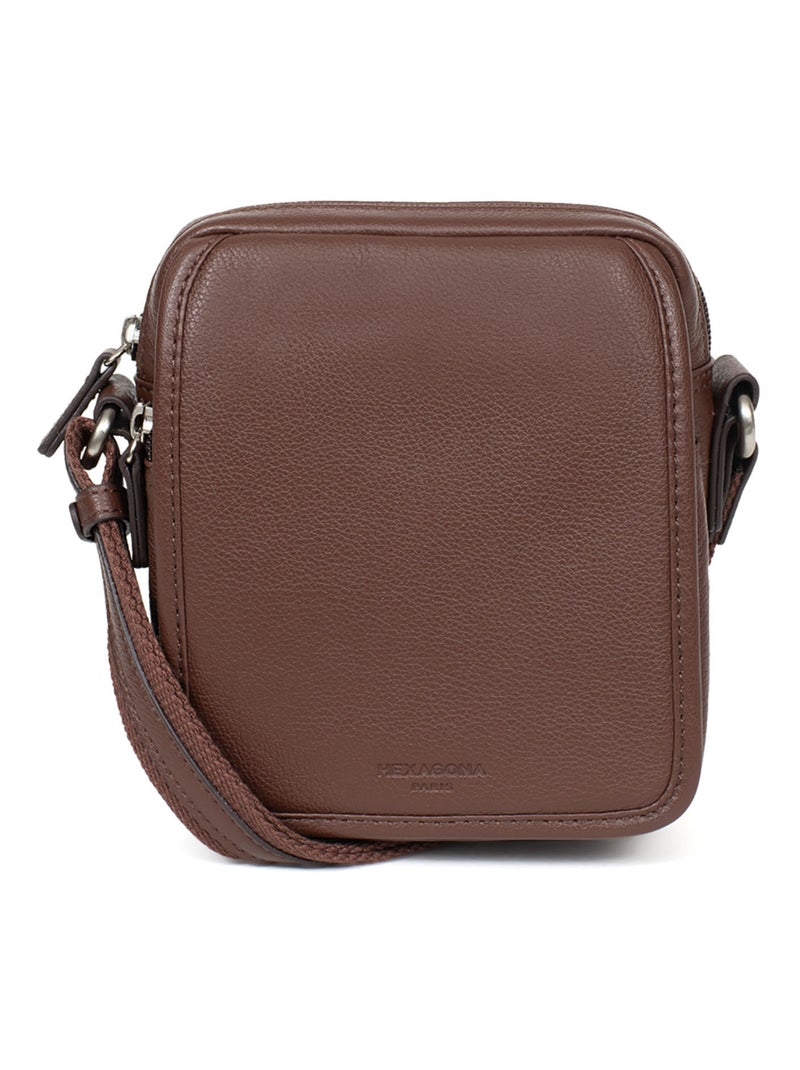 Sacoche  Cuir CONFORT Marron chocolat - Kiabi
