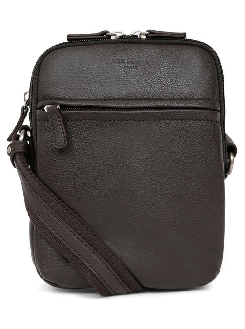 Sacoche  Cuir CONFORT Marron foncé - Kiabi