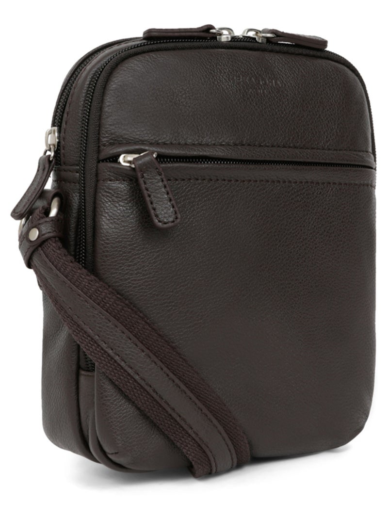 Sacoche  Cuir CONFORT Marron foncé - Kiabi
